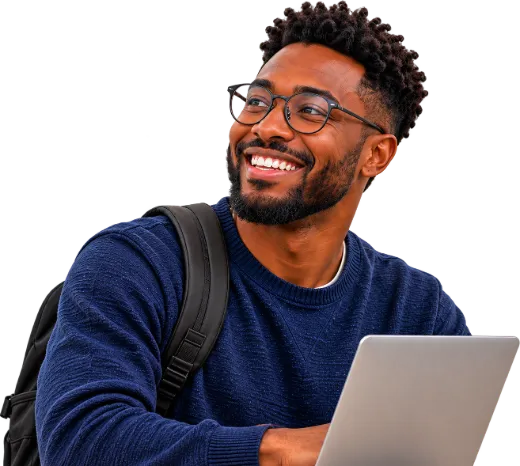 Estudante universitário com notebook